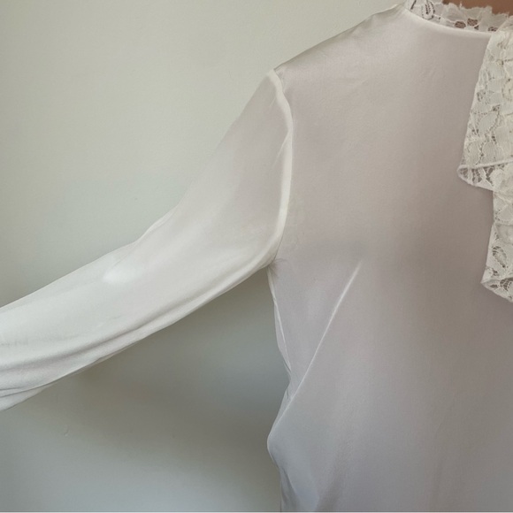 Miu Miu 2012 Collection Lace Ruffle Neck 3/4 Sleeve Ivory Silk Blouse IT 40/US 4 - Picture 9 of 13